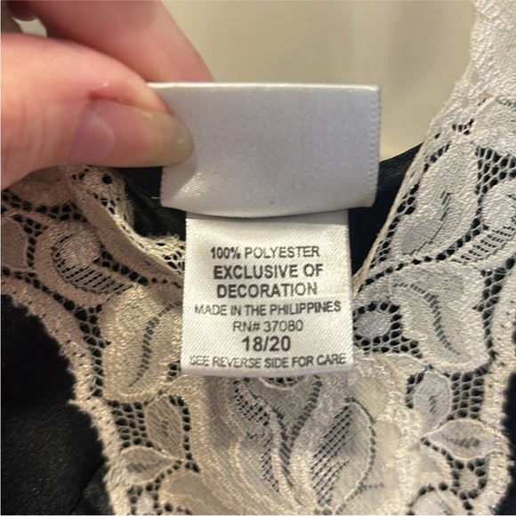 Vintage Etonne Sarah Richard’s BLACK SATIN LACE SLIP MIDI DRESS NIGHTIE SZ 18/20 - Picture 5 of 9